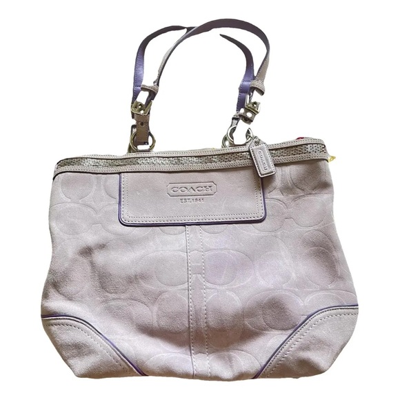 COACH Gray and Lavender Large Shoulder Bag NEEDS cleaning - Picture 1 of 9